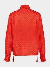 Fendi Red Silk FF Jacquard Long-Sleeve Shirt