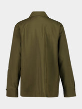 Fendi Olive Green Draped Wool Shirt