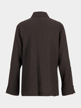 Fendi Brown Silk FF Jacquard Draped Shirt