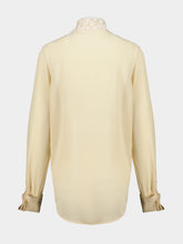 Fendi Beige Silk Georgette Lace Trim Shirt
