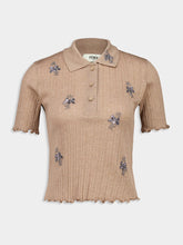 Fendi Brown Embroidered Cropped Polo Shirt