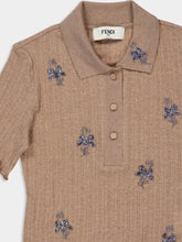 Fendi Brown Embroidered Cropped Polo Shirt