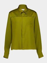 Ami Paris Lichen Khaki Long Sleeve Satin-Back Shirt