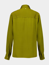 Ami Paris Lichen Khaki Long Sleeve Satin-Back Shirt