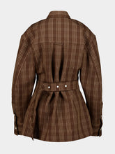 Ami Paris Brown Fitted Checkered Wool Shirt