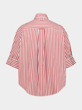 Ami Paris Ruby Red Striped Cotton Ami de Coeur Shirt