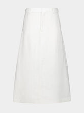 Ami Paris White Cream Linen-Blend Long Trapeze Skirt
