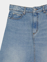 Ami Paris Used Blue A-Line Denim Maxi Skirt