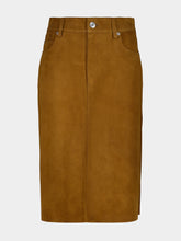 Ami Paris Tobacco Suede Leather Midi Skirt