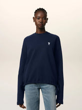 Ami Paris Navy Cotton Cropped Sweatshirt