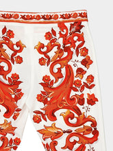 Dolce & Gabbana Orange Majolica-Print Silk Flared Trousers