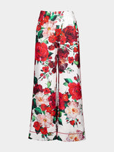 Dolce & Gabbana Satin Pajama Pants with Rose Print