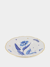Bitossi Floral Blue Gold Trim Porcelain Soup Plate
