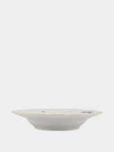 Bitossi Floral Blue Gold Trim Porcelain Soup Plate