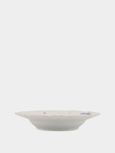 Bitossi Floral Blue Gold Trim Porcelain Soup Plate