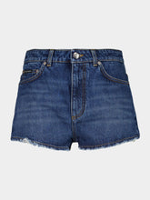 Dolce & Gabbana Dark Blue Denim Shorts with Distressed Hem