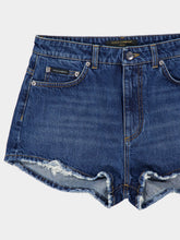 Dolce & Gabbana Dark Blue Denim Shorts with Distressed Hem