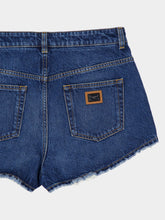 Dolce & Gabbana Dark Blue Denim Shorts with Distressed Hem