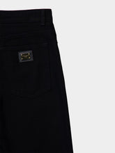 Dolce & Gabbana Black Loose Denim Jeans with Pressed Pleat