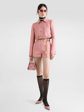 Pink Quilted Jacquard Shorts with DG Logo | PDP - Fashion Clinic