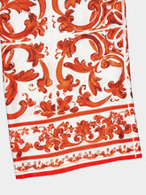 Dolce & Gabbana Orange Majolica-Print Silk Wide-Leg Trousers