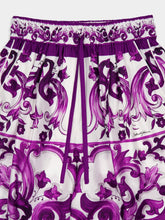 Dolce & Gabbana Majolica-Print Silk Twill Wide-Leg Trousers