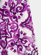 Dolce & Gabbana Majolica-Print Silk Twill Wide-Leg Trousers