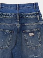 Dolce & Gabbana Blue Distressed Wide-Leg Denim Jeans