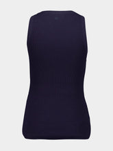 Ami Paris Night Blue Cotton Rib Tank Top