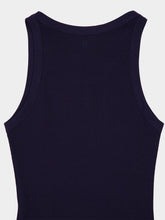 Ami Paris Night Blue Cotton Rib Tank Top