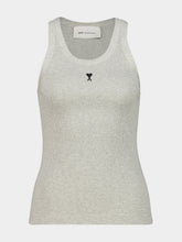 Ami Paris Heather Grey Cotton Ami De Coeur Tank Top