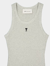 Ami Paris Heather Grey Cotton Ami De Coeur Tank Top