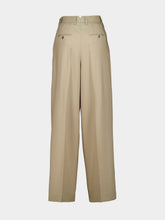 Ami Paris Beige High-Waist Wide Wool Trousers