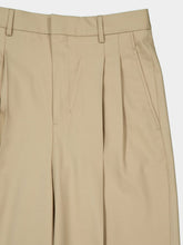 Ami Paris Beige High-Waist Wide Wool Trousers