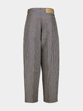 Ami Paris Indigo and Ecru Striped Balloon Jeans
