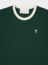 Ami Paris Bottle Green Contrast Cotton T-Shirt