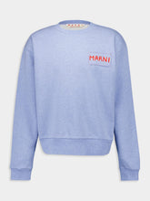 Marni Light Blue Logo Printed Crewneck Sweatshirt