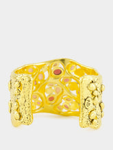Aurélie Bidermann Gold Atalide Cuff with Garnet and Pink Opal