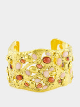 Aurélie Bidermann Gold Atalide Cuff with Garnet and Pink Opal