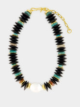 Lizzie Fortunato Milano Pearl and Black Horn Beaded Necklace