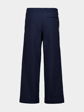 Commas Midnight Navy Crochet Stripe Jersey Trousers