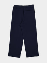 Commas Midnight Navy Crochet Stripe Jersey Trousers