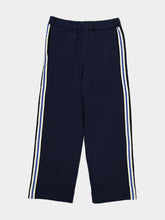 Commas Midnight Navy Crochet Stripe Jersey Trousers