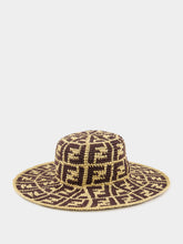 Fendi Brown Raffia and Cotton Hat