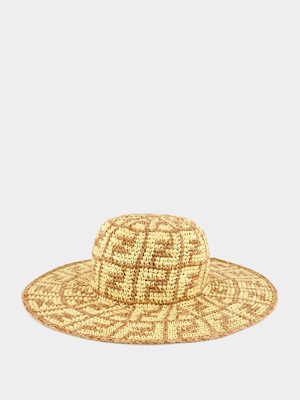 Fendi Beige FF Cotton Wide-Brim Hat | Fashion Clinic display picture 2