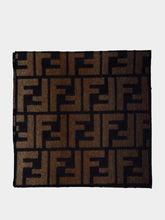 Fendi Brown and Blue FF Wool Cashmere Scarf