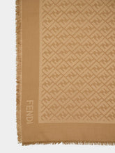 Fendi Camel FF Jacquard Silk and Wool Shawl