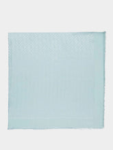 Fendi Light Blue Silk and Wool FF Shawl
