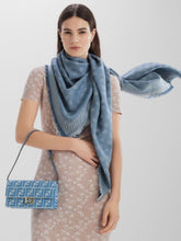 Fendi Blue FF Silk and Wool Shawl