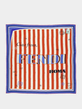 Fendi Red and Blue Striped Silk Foulard